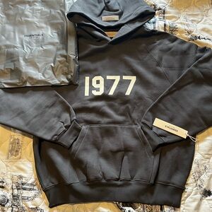 Essentials Black Hoodie with 1977 Print Brand New With Tags